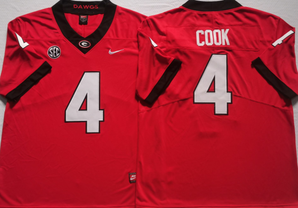 Men's Georgia Bulldogs James Cook #4 Red Jersey